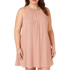 S.L. Fashions‎ Dress Size 12 Faded Rose Pink Halter Pearl Sequin Embellished L